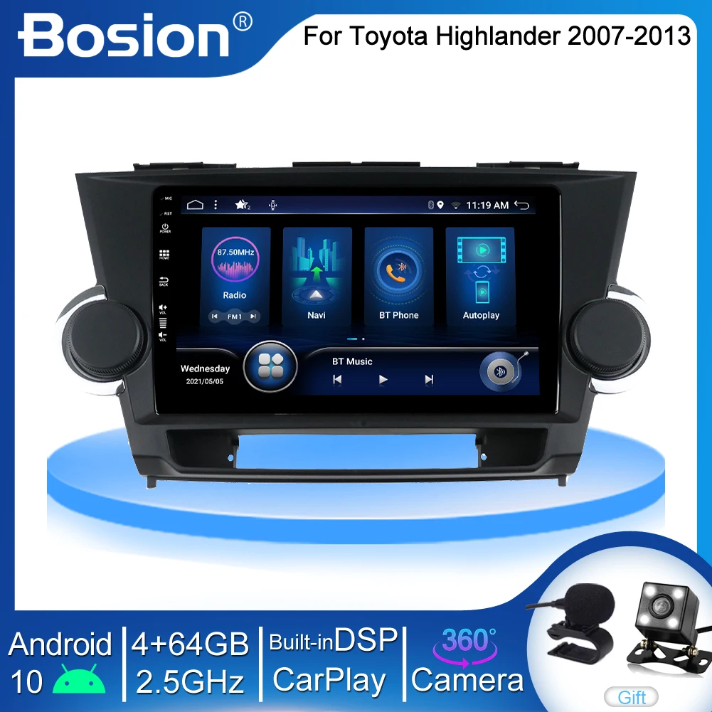 Автомагнитола Bosion 9 дюймов 2 din Android 10 для Toyota Highlander 2008-2013 мультимедийный плеер vdieo с