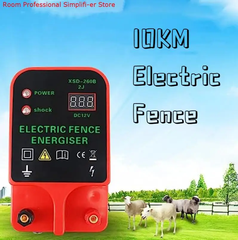 10KM Solar Electric Fence Energizer High Voltage Pulse Controller Electric Herding Dog Animal Husbandry Shepherd Farm Tool