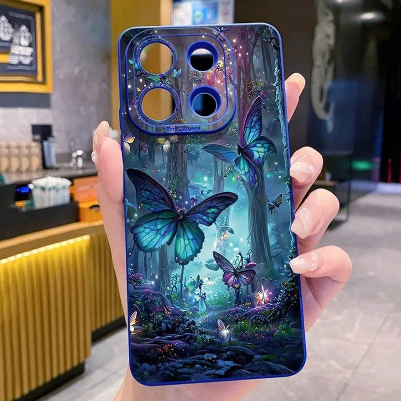 Светящийся в темноте чехол с бабочкой для Xiaomi Poco F7 Pro Чехлы X7 X6 X5 X3 F5 F6 Mi 11 Lite 15 14 13 14T