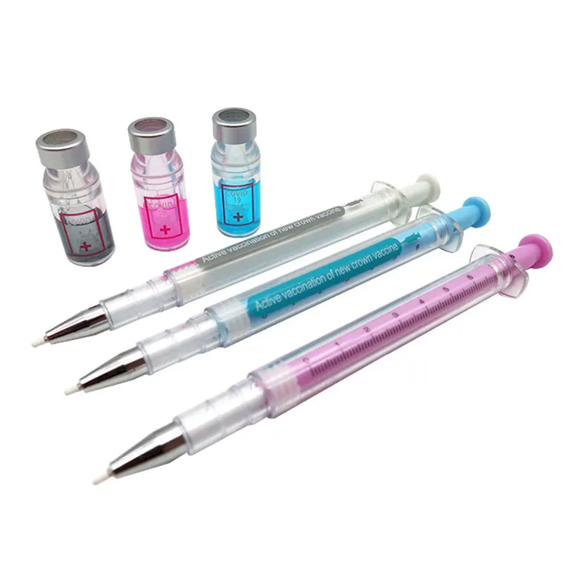 

20 Piece Syringe Gel Pen Simulation Eliminates Virus Injection Syringe Shape Black Ink Signature Pen Vaccine Pen