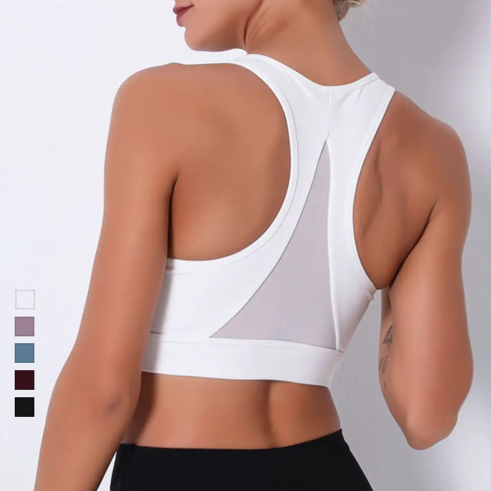 

5 Color High Impact Sports Bras Yoga Push Up Active Wear Women Workout Lace Top White Sports Bra Gym Bralette Breathable