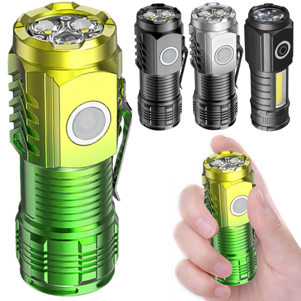 3-светодиодный водонепроницаемый фонарик типа C/микро-USB с зарядкой портативный
