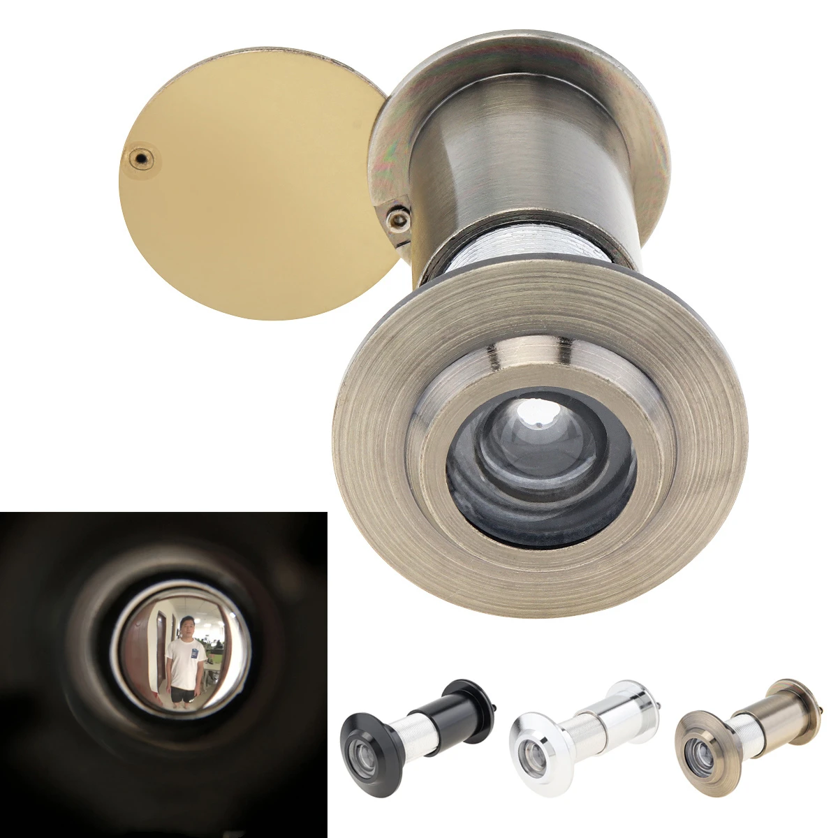 

Door Viewer Peephole 200 Degree Rotating Privacy Cover for 1.8inch to 3inch Doors Thickness Home Furniture Hardware Tools