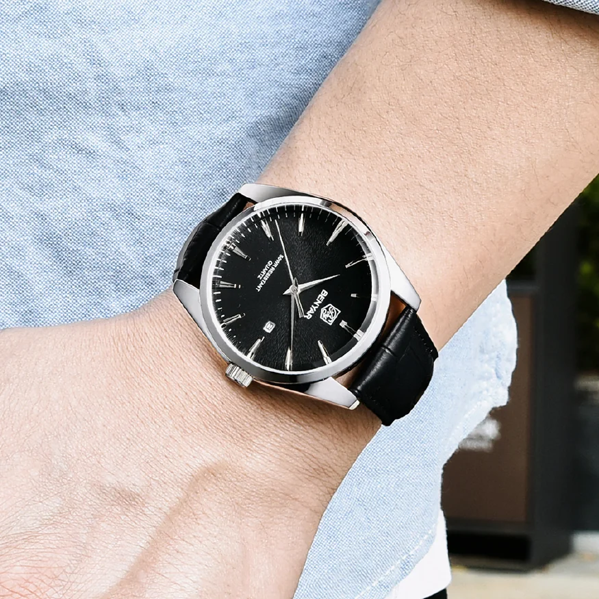 

BENYAR Men Fashion Sports Watches Waterproof Leather Men Watch Luxury Business Automatic Calendar Wristwatch montre homme