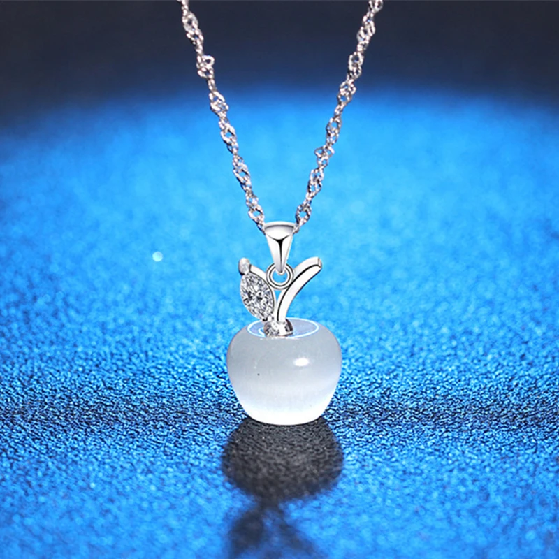 

Opal Apple Natural Stone Pendant Crystal Amethysts Pendants Rose Pink Quartz Necklaces Friendship Jewelry for Female Women Gift