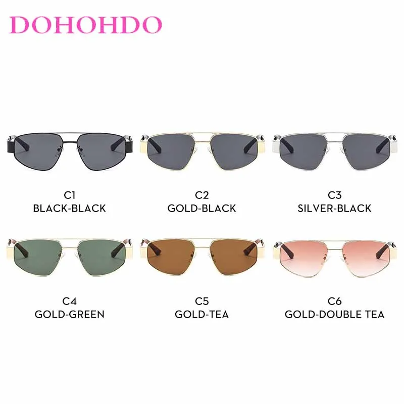 Модные солнцезащитные очки-пилоты в металлической оправе стиле панк с двойным