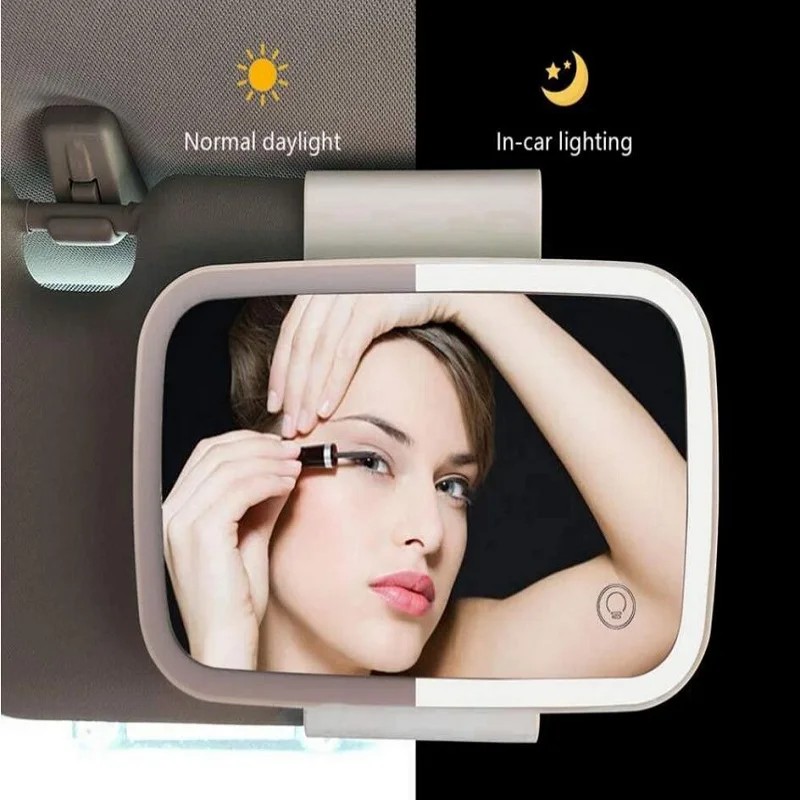 

Car Sun Visor Mirror With 400mAh Battery Makeup Baby Car Mirror Silver-plated Glass Rear View Mirror With LED Light