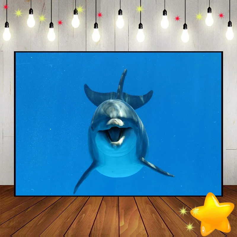 

Under The Sea Dolphin Jellyfish Shark Marine Life Background Custom Birthday Backdrop Party Photo Decoration Banner Photography