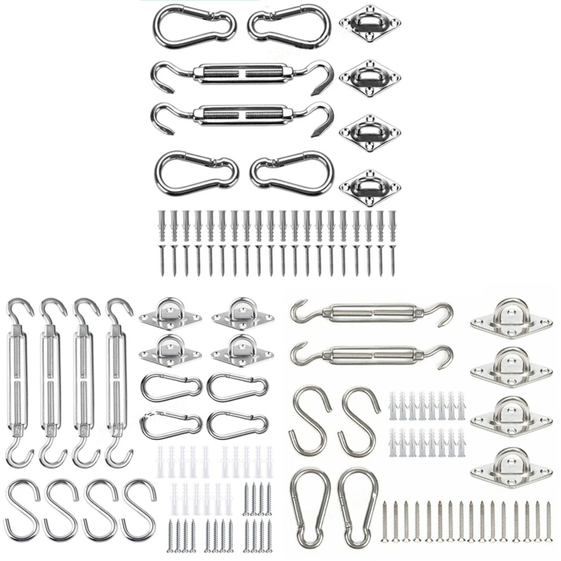

Stainless Sun Shade Sail Canopy Fitting Garden Rectangle Awning Attachment Set