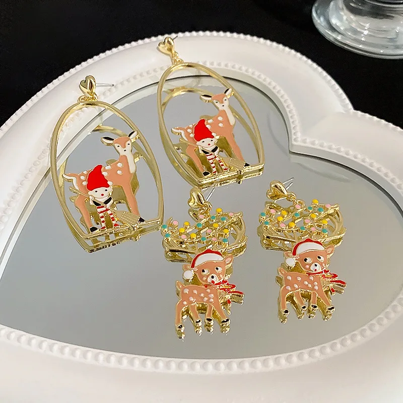 

Silver Needle Euro American Christmas New Milu Earrings Creative Fashion Funny Earrings Cute Earrings Women Irregular Acrylic