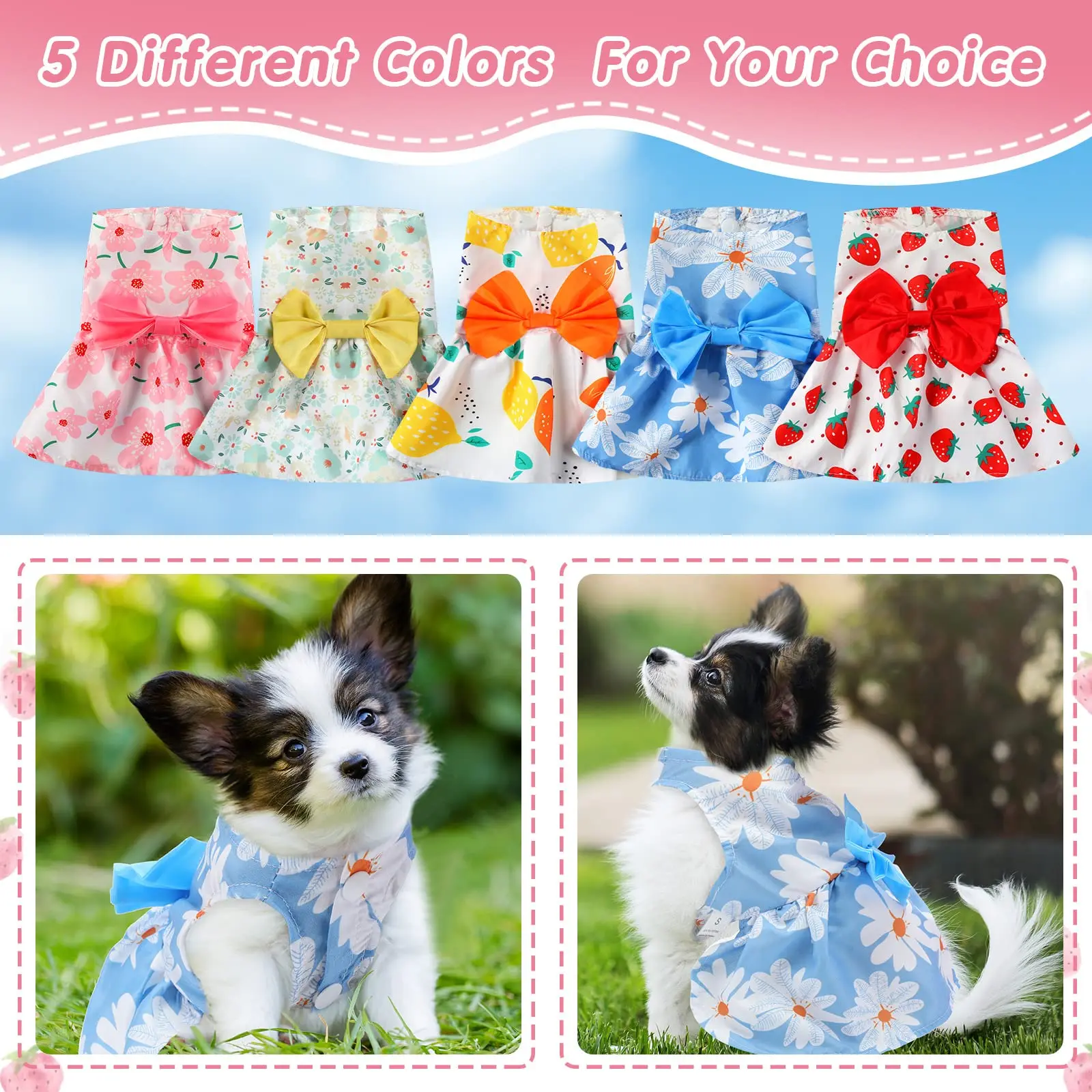 

Pet Dresses Floral Puppy Dresses 5 Styles Pet Princess Bowknot Dress Cute Doggie Summer Outfits Dog Clothes for Female Dogs Cats