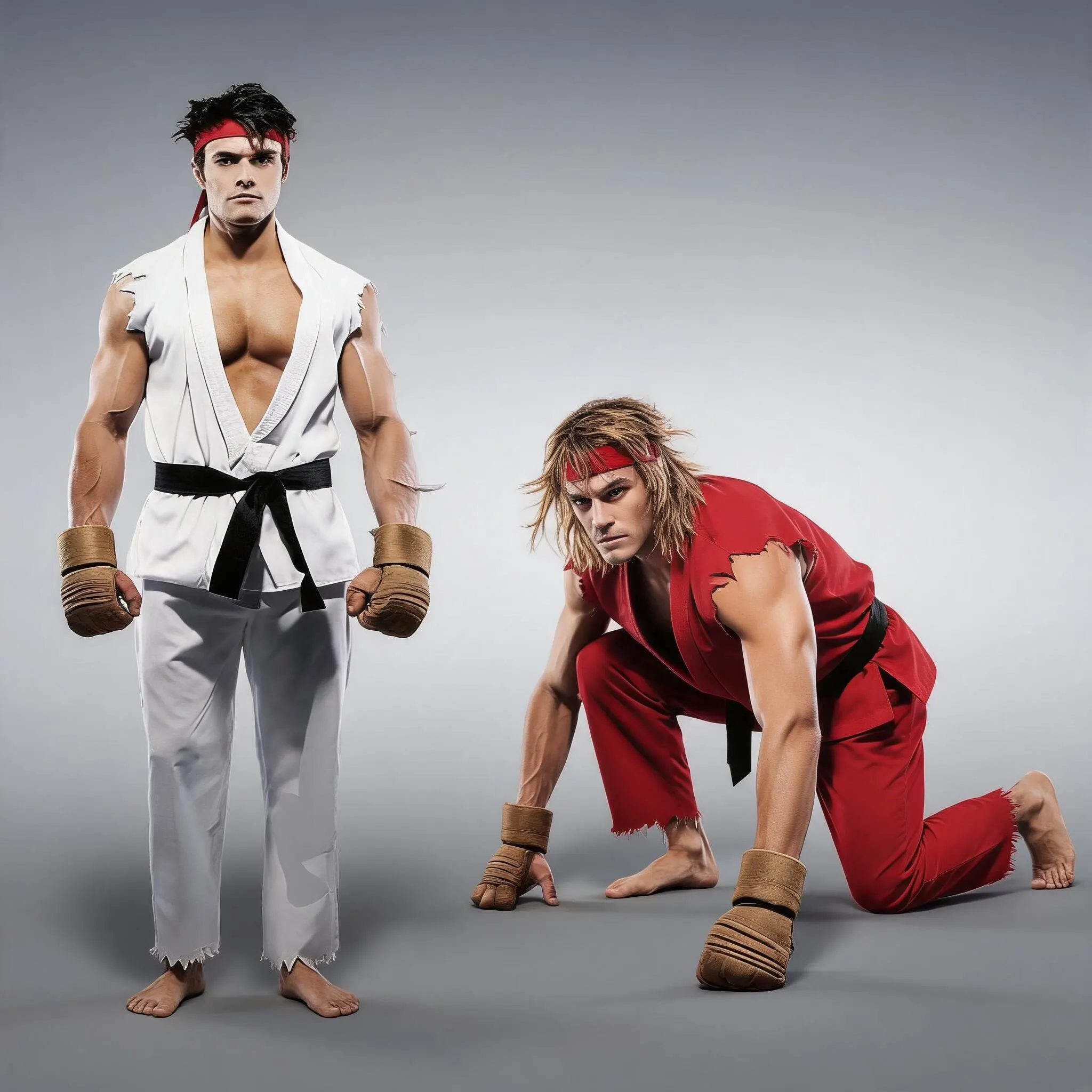 Фото Костюм для косплея Кена Мастера и Рю Хоси из аниме Street Fighter, мужской, для вечеринок, униформа для карате, карнавальный костюм на Хэллоуин №4