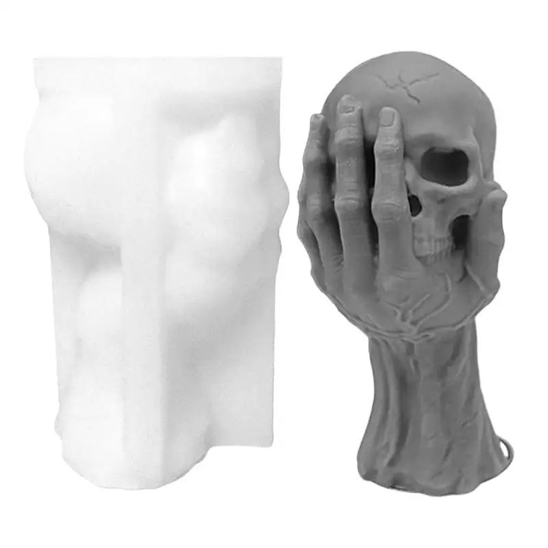 

Creative 3D Skull Mold Hand Skull Head Candle Silicone Mold Halloween Gift Handmade DIY Resin Casting Craft For Resin Clay