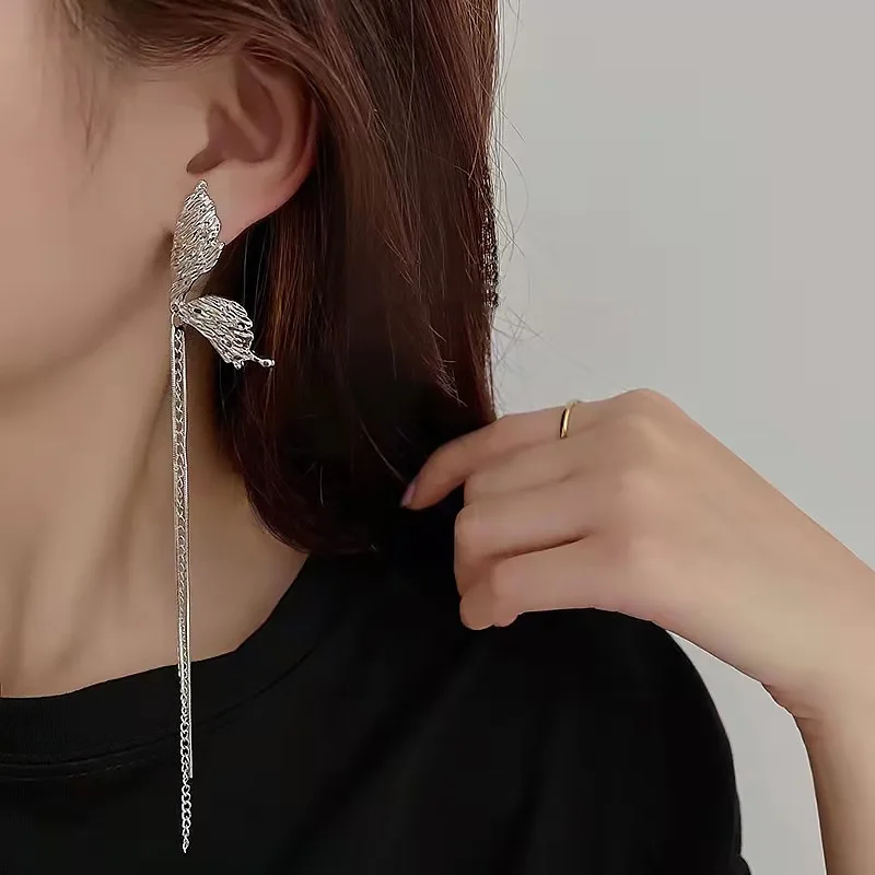 Серьги-кисточки с крыльями бабочки для женщин и девушек корейские длинные