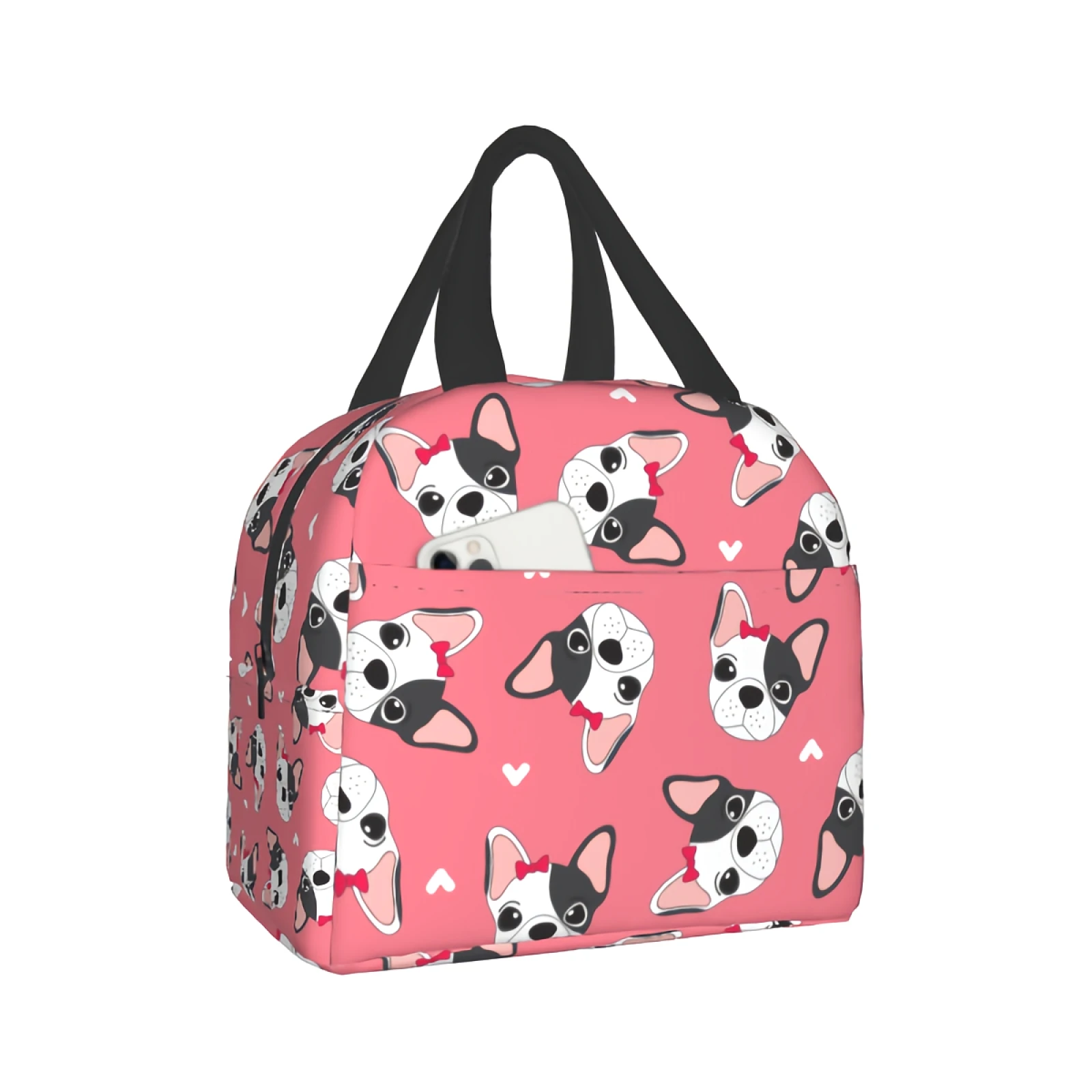 

Сумка для ланча с милыми собаками, изолированная розовая сумка для ланча с милой собакой, Термосумка для женщин и мужчин, школьная сумка для пикника, работы, путешествий