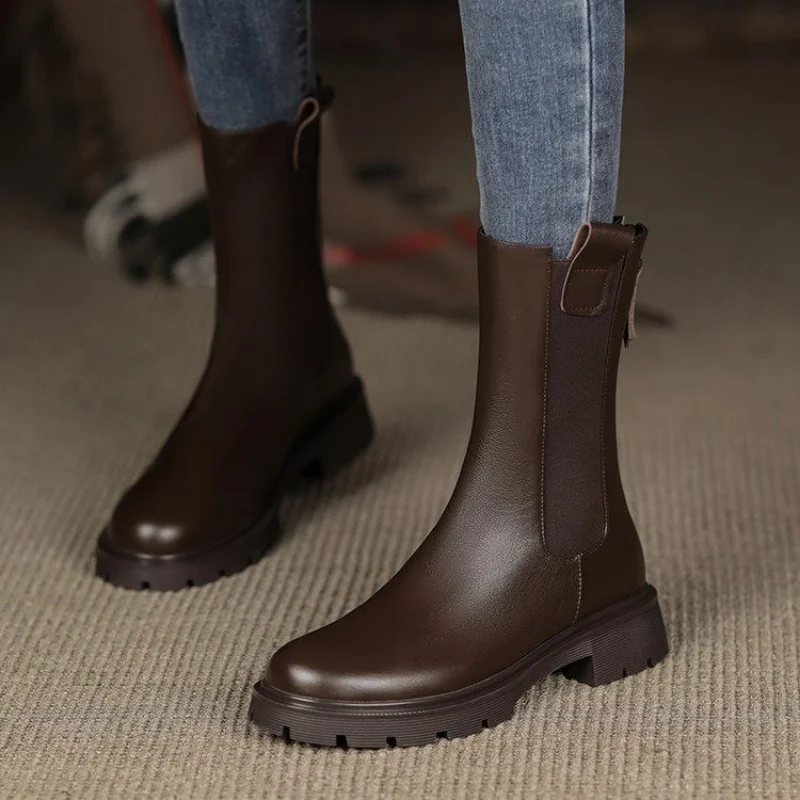 

Женские ботильоны Новинка 2023 женские ботинки Осень-зима Винтажные ботинки на молнии с круглым носком на толстом каблуке повседневная обувь для вечеринки