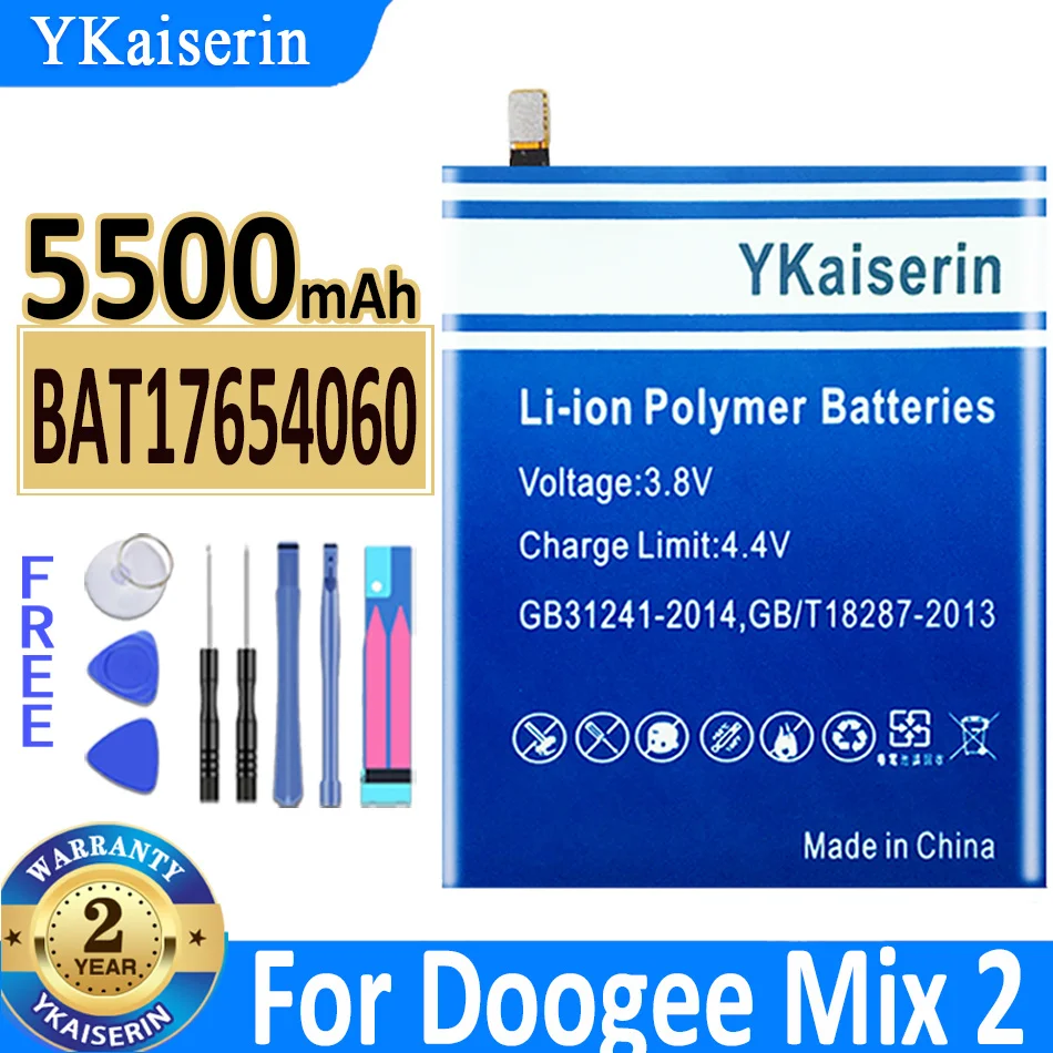 

5500mAh YKaiserin Battery BAT17654060 Latest Production Batteries For Doogee Mix 2 Mix2 Smart Phone Battery+Quick Arrive Bateria