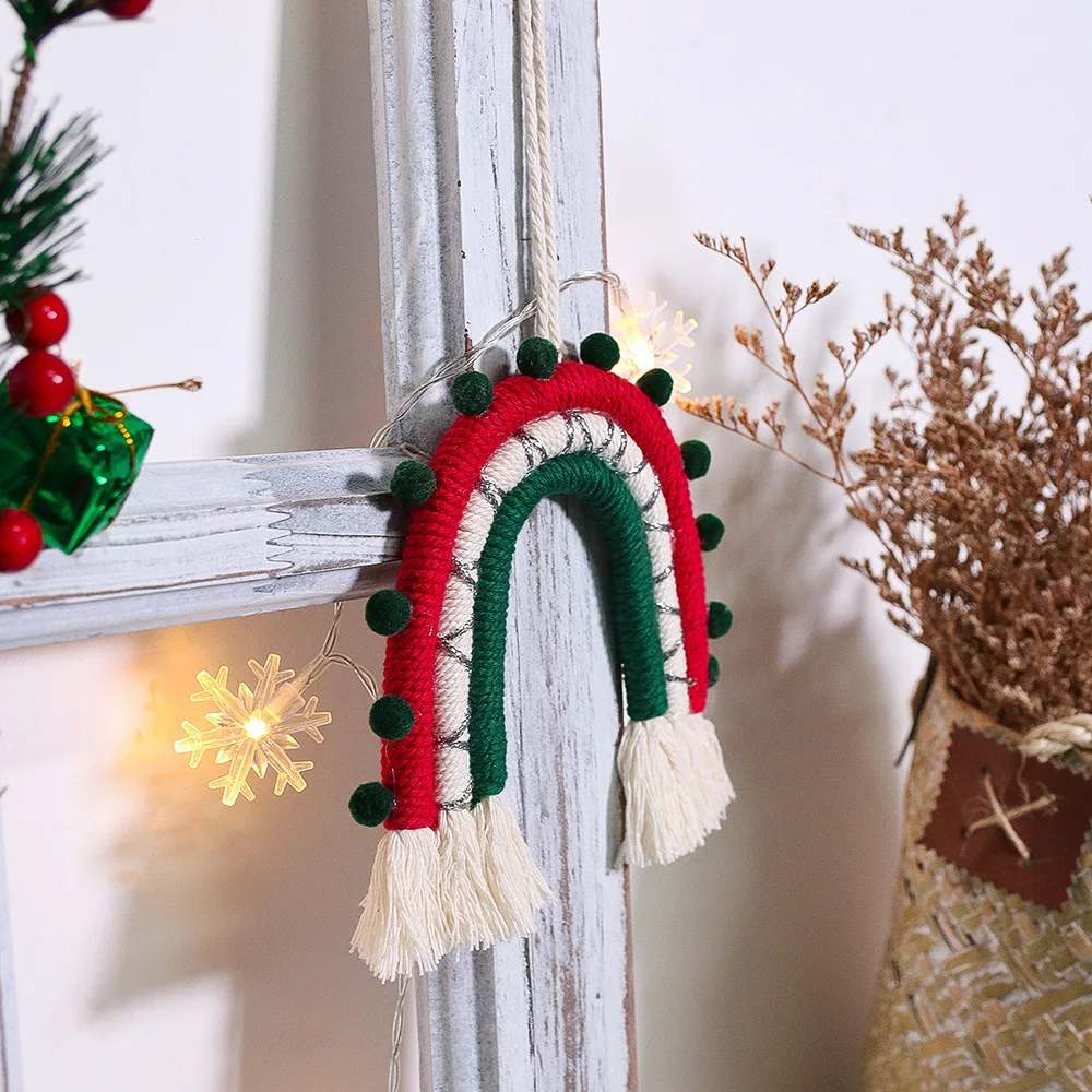 

New Rainbow Christmas Fur Ball Hanging Decoration Childrens Room Decoration Cute Girl Heart Rainbow Tapestry Wall Decoration