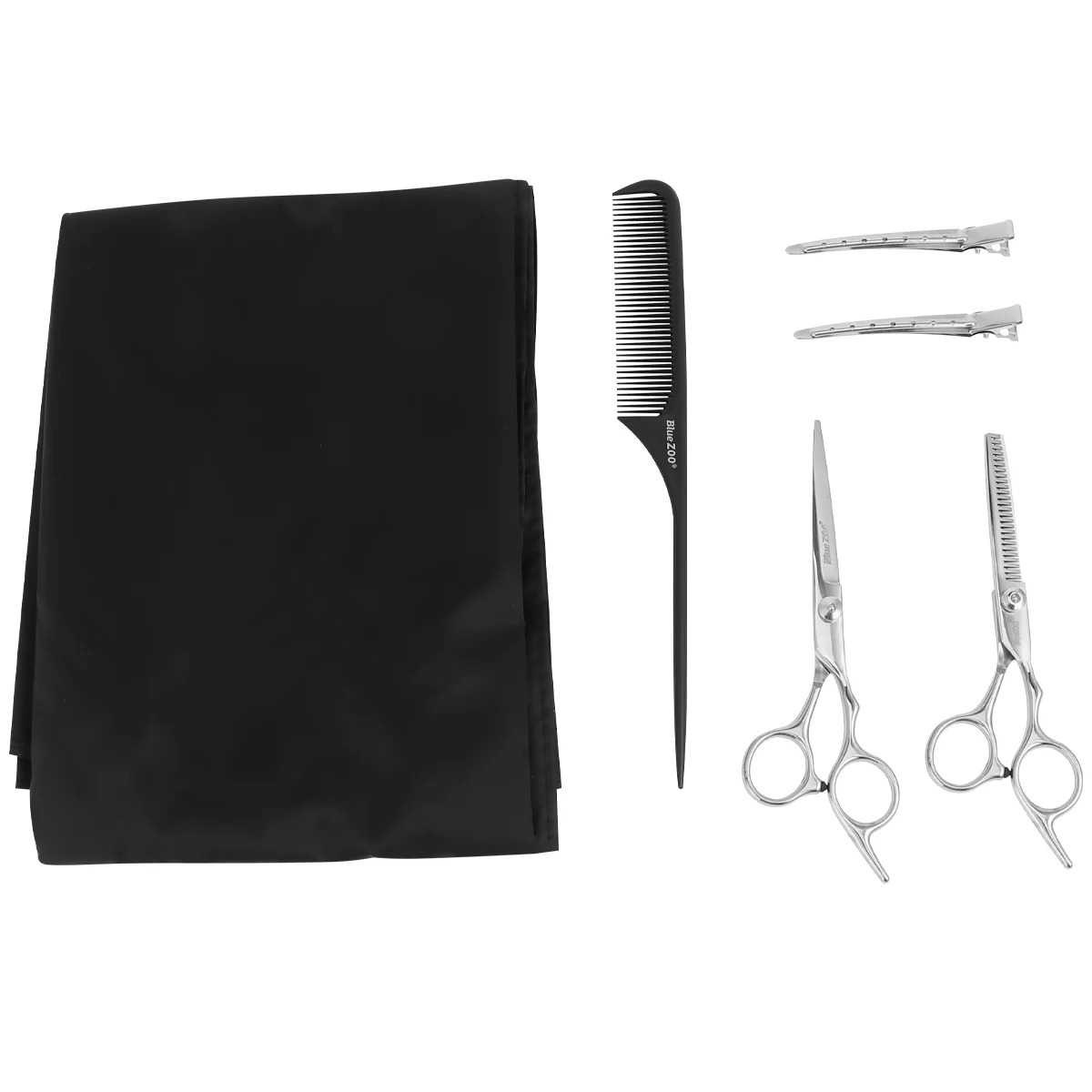 

1 Set 6pcs Hairdressing Tools Waterproof Paper Scissors Carbon Comb Duck Mouth Clip Barber Shop Hair Cutting Tools (Black)