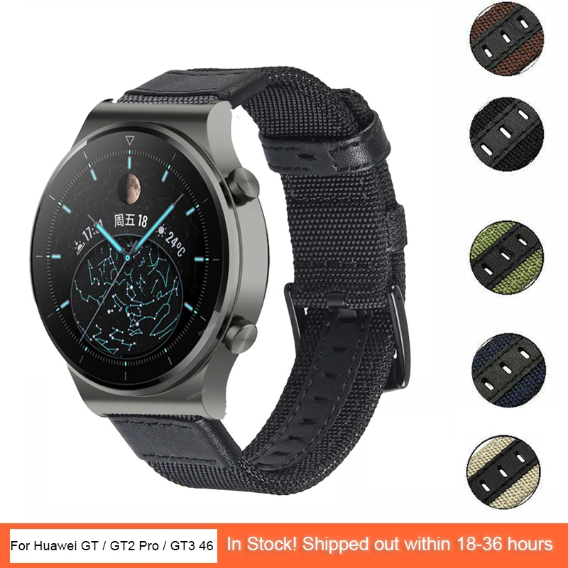 

Ремешок нейлоновый для смарт-часов Huawei Watch GT / GT 2 3 46 мм/GT2 Pro, сменный Браслет для Huawei Watch 3 Pro, 22 мм