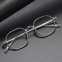 customized myopia prescription glasses men women vintage pure titanium optical glasses frame polygonal eyeglasses