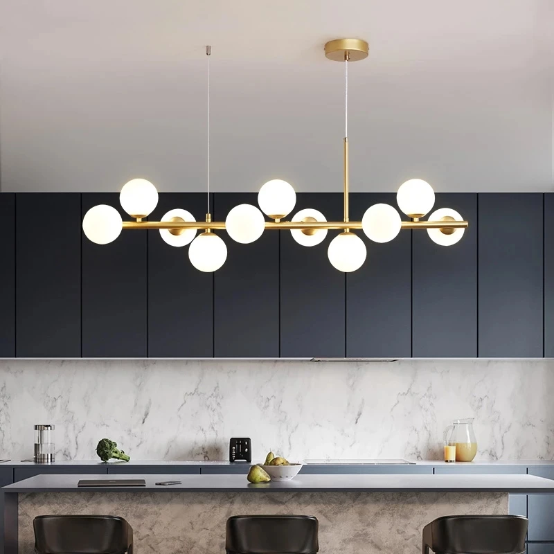 

Nordic LED Pendant Lights Glass Ball Hanging Chandeliers Lamp Living Dining Room Kitchen Restaurant Home Indoor Decor Lustre G9