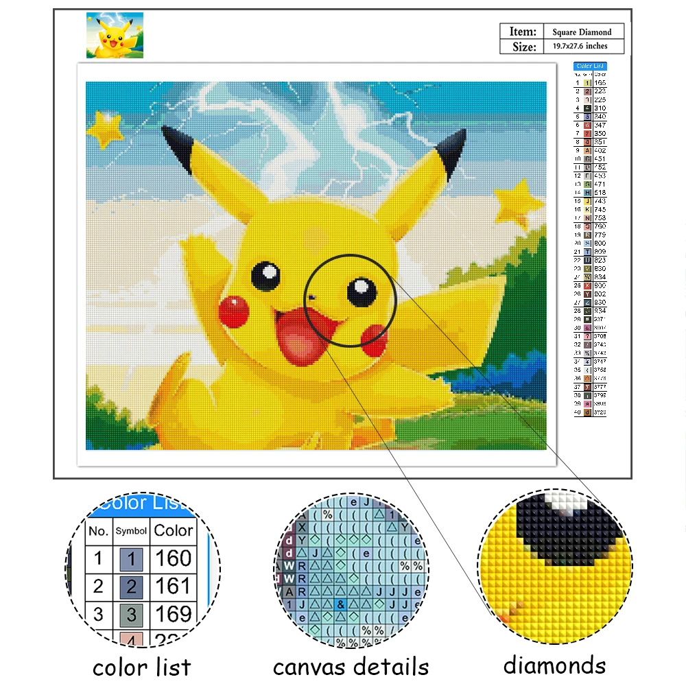 5D DIY diament malarstwo japońskie Anime żółte zwierzęta Pikachu diament mozaika w pełni z okrągłych krzyż zestaw do szycia wystrój domu ściany pokoi