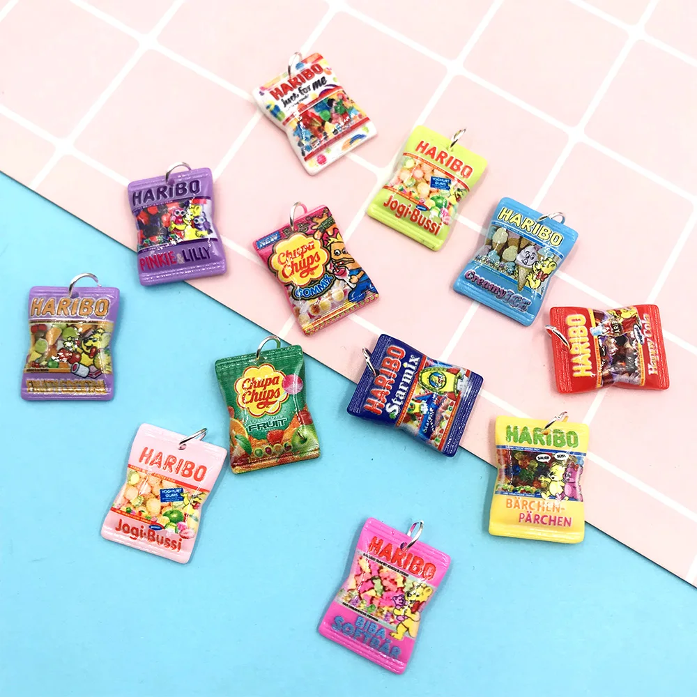 

20 штук мультфильм моделирование конфеты полимерные Стразы плоские с оборота подвески серьги модного ювелирного изделия своими руками аксе...