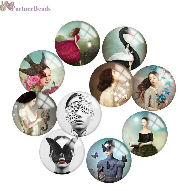 

Girls Round Photo Glass Cabochon Demo Flat Back Making Findings 20mm Snap Button N2911