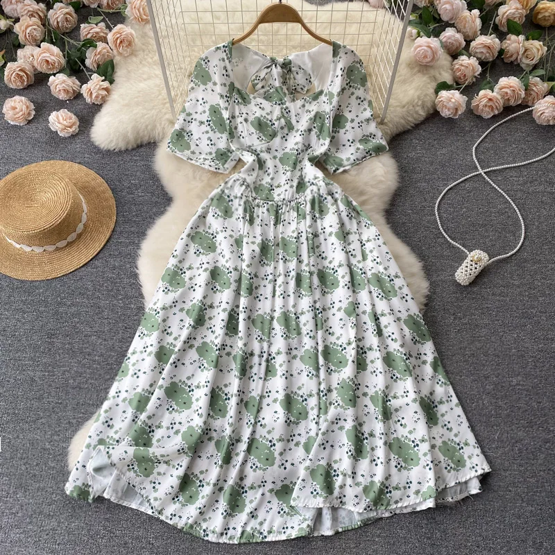 

Платье женское ТРАПЕЦИЕВИДНОЕ с коротким рукавом, Модный повседневный приталенный сарафан во французском стиле ретро, винтажная одежда в К...