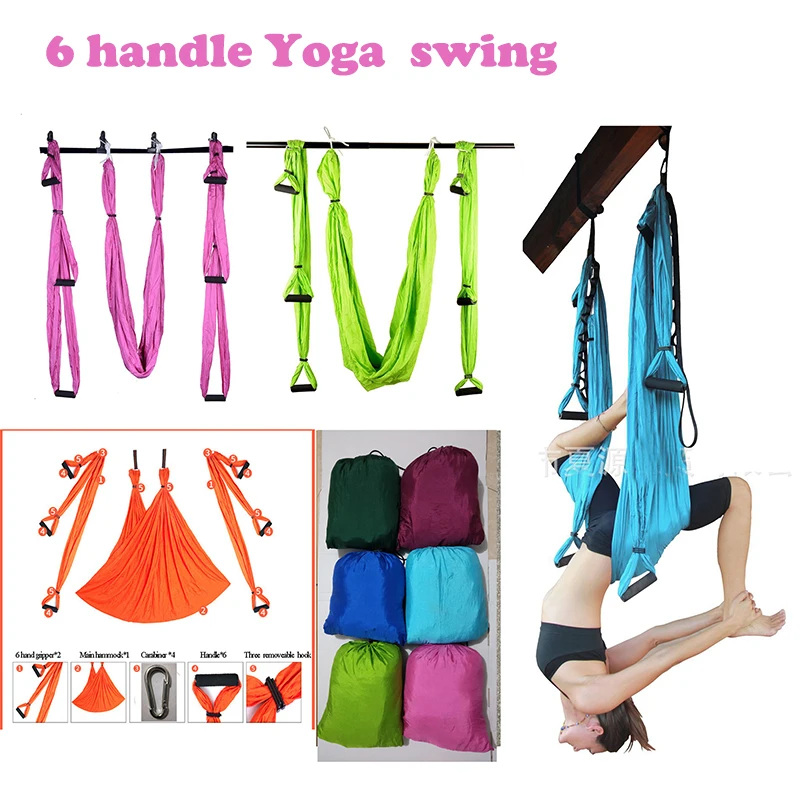 

New 6 color Strength Decompression yoga Hammock Inversion Trapeze Anti-Gravity Aerial Traction Yoga Gym strap yoga Swing set