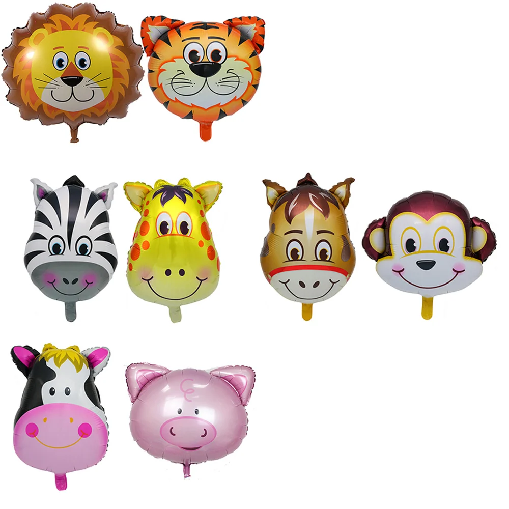 

2pcs/pack Animals Head Balloon for Kids Children Birthday Party Supplies Jungle Farm Theme Helium Foil Ballon Shower Decoration