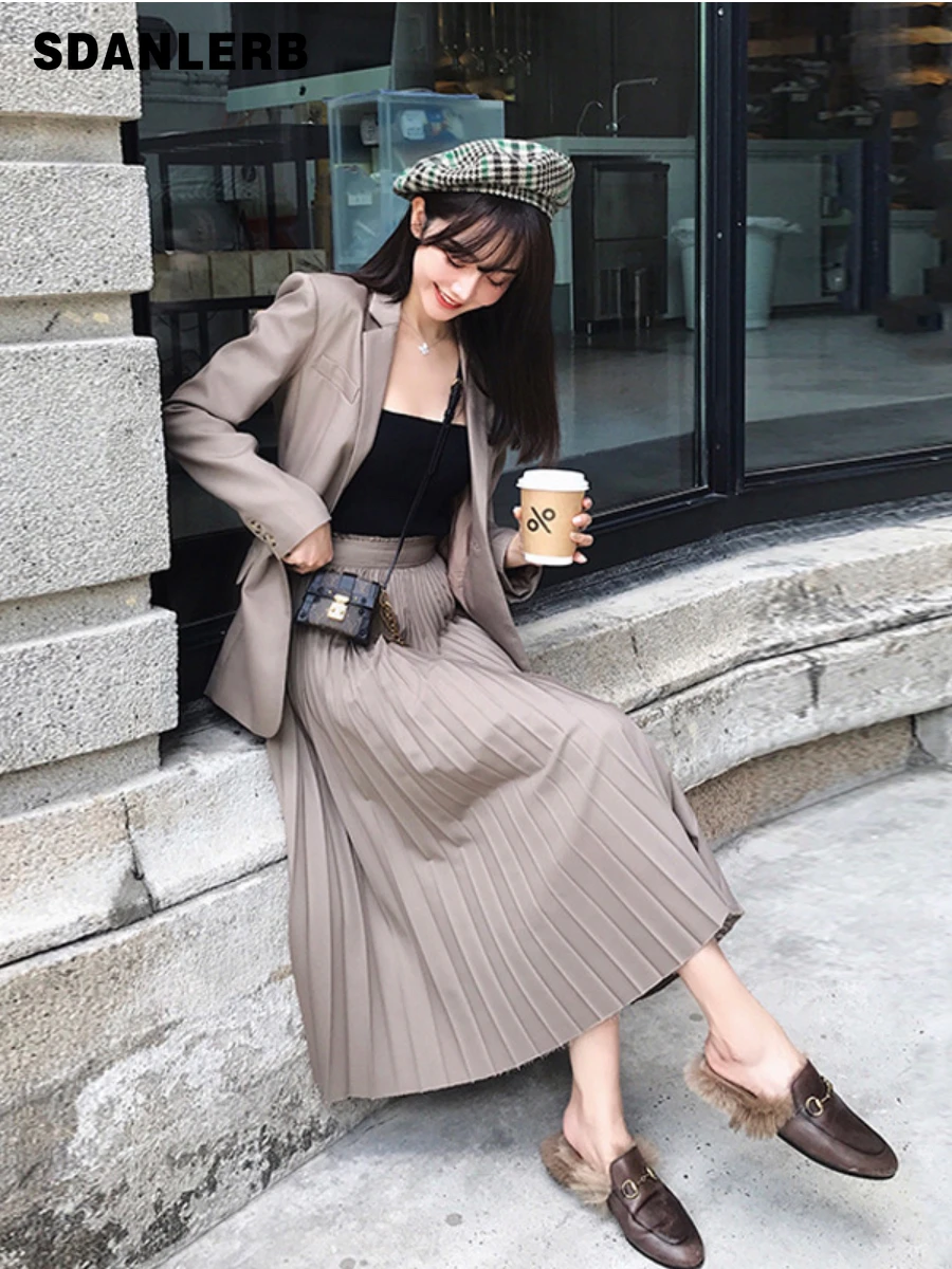 

Autumn and Winter Dignified Goddess Suit Jacket Long Sleeve Slimming Coat + Midi Skirt Elegant Two-Piece Suit Women's Outfit