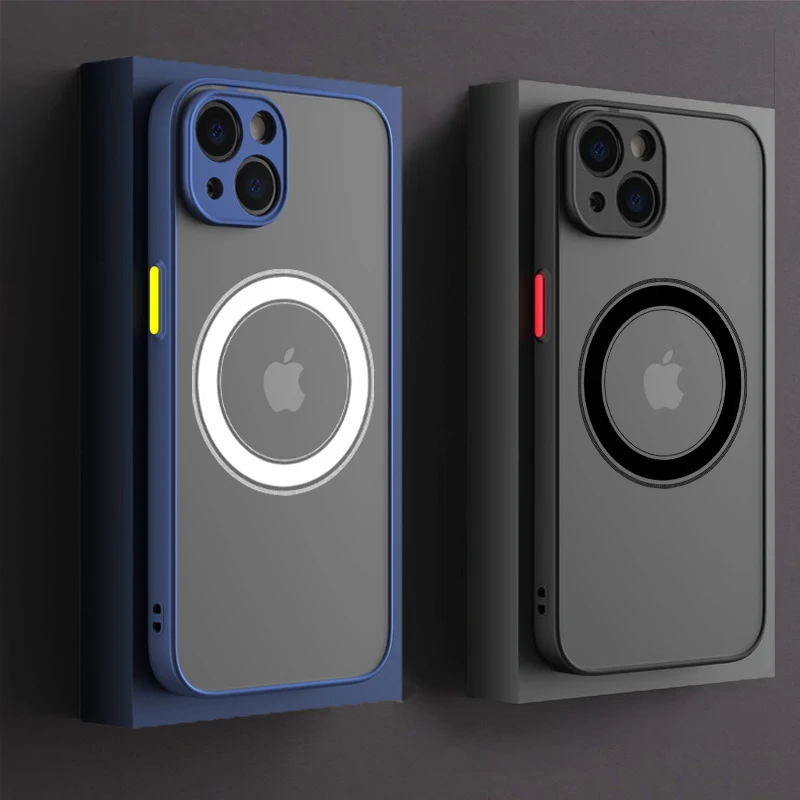 

Luxury Matte Magnetic For Magsafe Wireless Charge Case For iPhone 14 13 11 12 Pro Max Mini Plus XS Max XR X Armor Cover funda