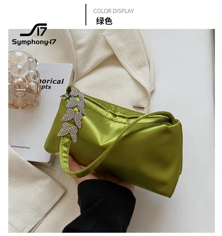 Premium bag women's niche dinner silk shoulder bag new fashion diamond butterfly trend tote armpit bag