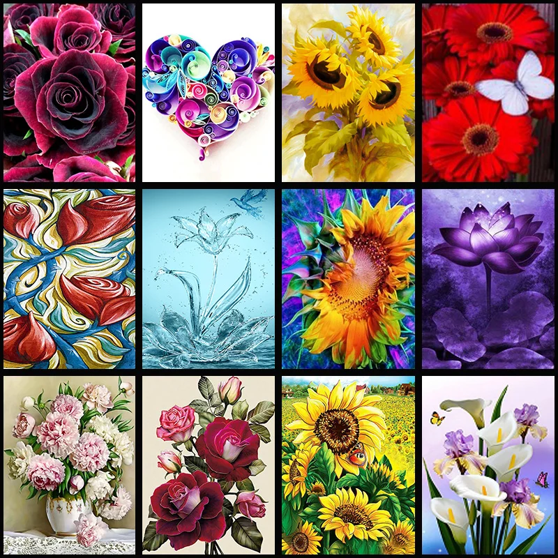 

Картина из страз 5D «сделай сам» с цветочным орнаментом, вышивка крестиком из цветов, вышивка из страз, мозаика из страз, наклейки на стену, до...