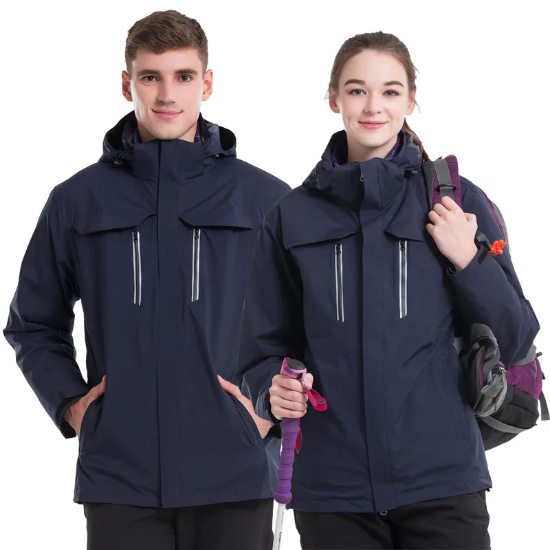 

Мужская теплая куртка с капюшоном, зимняя водонепроницаемая ветрозащитная утепленная куртка 3 в 1, флисовое пальто