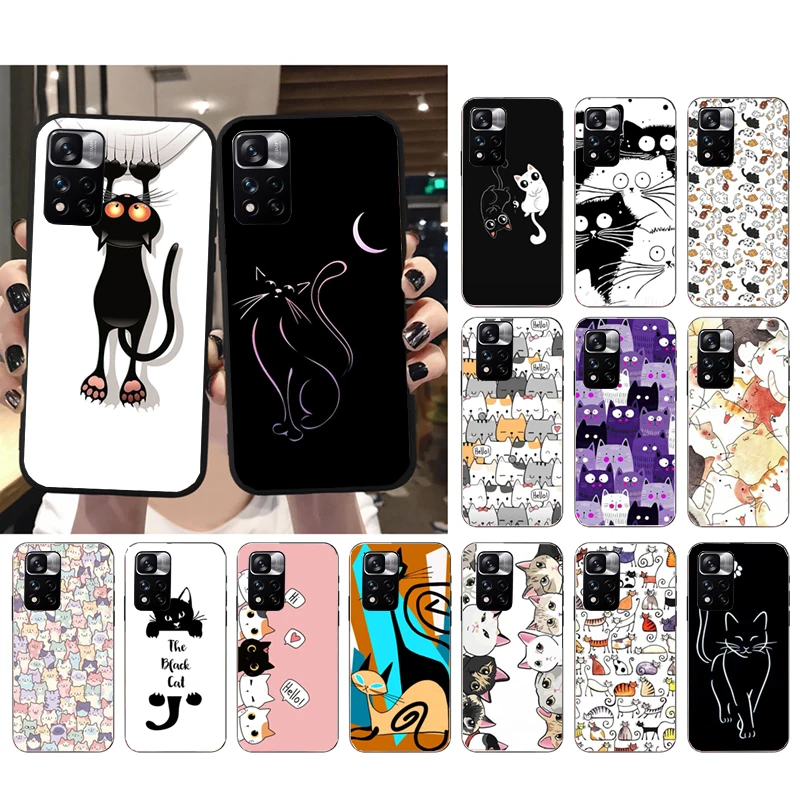 

Phone Case for Xiaomi Redmi Note 12 Pro 11 11S 11T Pro 10 9 Pro 10S Redmi 10 9 10C 9C Cartoon Black Cat Cats Case