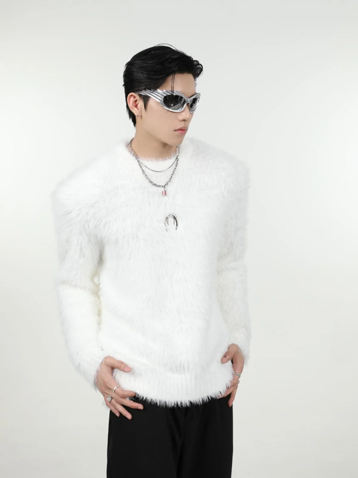 American Fashion Brand High-End Atmosphere Lazy Imitation Mink Woolen Knit Sweater Men's Profile Solid Soft Glutinous Loose Top