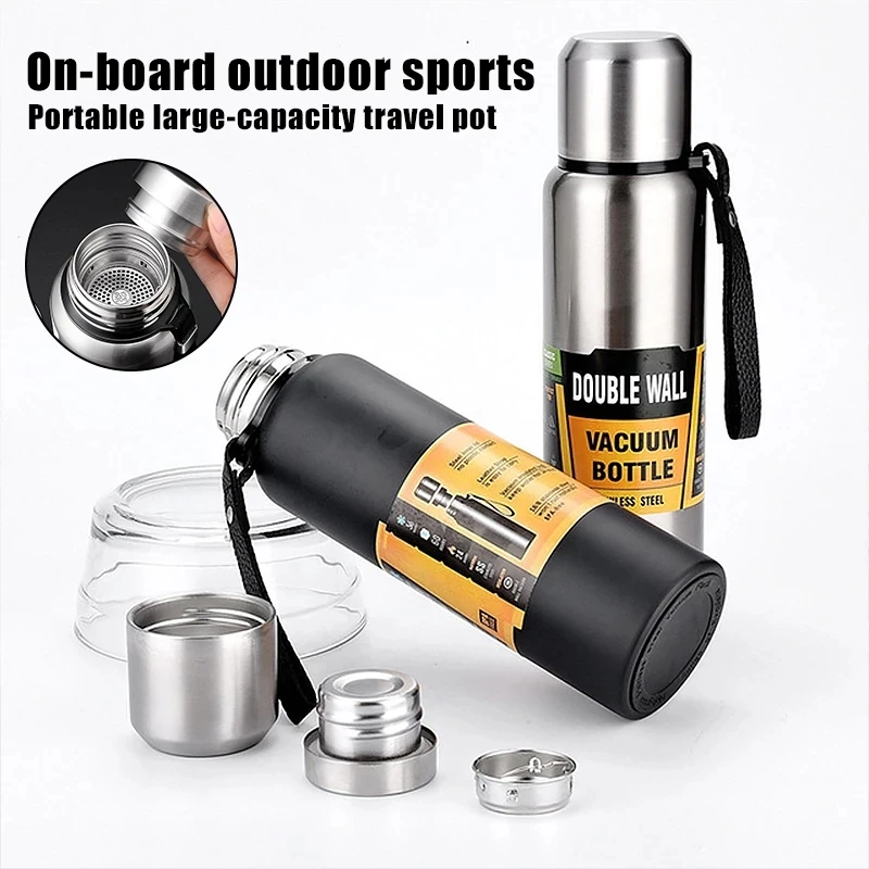 Large Capacity Thermos Water Bottle for Tea Portable Thermal Mug Stainless Steel Cup Sport Cycling Vacuum Flask Insulated