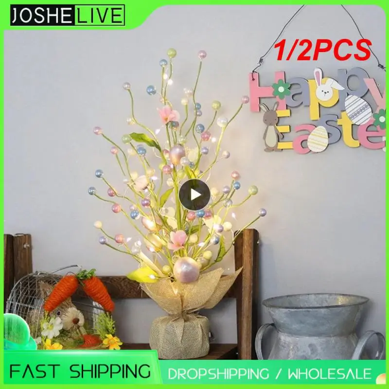 

1/2PCS 45cm Easter Decorations LED Egg Tree Colorful Fake Plant Flower Easter Spring Party Home Decor Happy Easter Gift