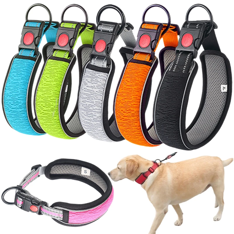 

Portable Pet Collar for Small Large Dogs Collars Puppy Walking Training Accessories Anti Choke Padded Reflective Dog Collars