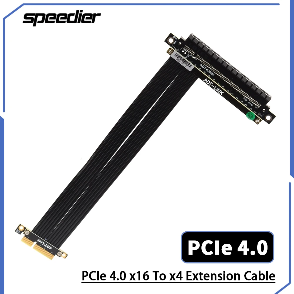 

Кабель-удлинитель для видеокарты Riser 4,0 PCIE X16 на X4 RTX, экранированный кабель расширения PCI Express 4,0x4 на x16, адаптер-удлинитель