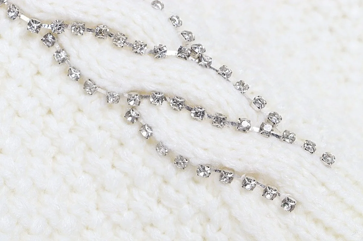 Heavy-duty Diamond-studded Chain Bubble Long-sleeved Knitted Cardigan 2022 Autumn New Women French Round Neck Loose Sweater