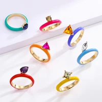 2022 new enamel drip oil rings colored zircon rings summer ladies high jewelry party jewelry