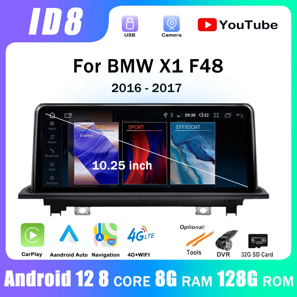 

10.25" Android 12 For BMW X1 F48 2016-2017 NBT System Radio Wireless Carplay Auto Player GPS Navigation Multimedia 4G WIFI BT