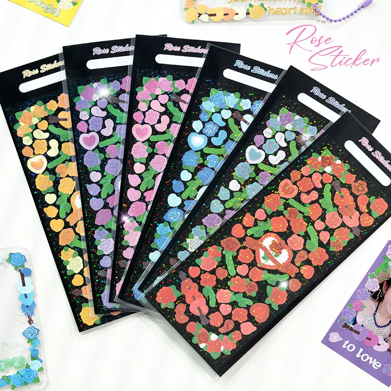 

5 Packs Various Flower Series Planner Journal Stickers Korean Laser Colorful Goo Card Decorative Material Cute Small Stickers