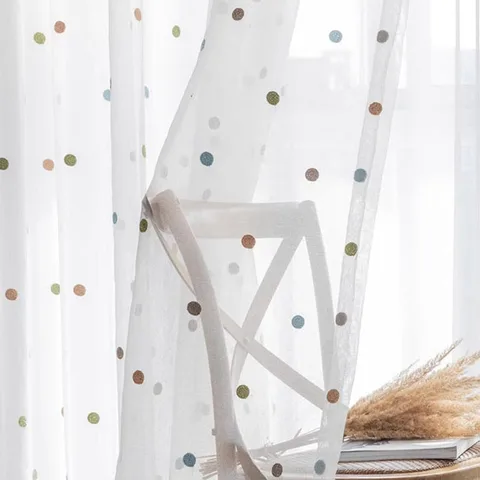 Круглая вышитая прозрачная штора для гостиной, романтические вуали, занавески для кухонного окна S010 & C
