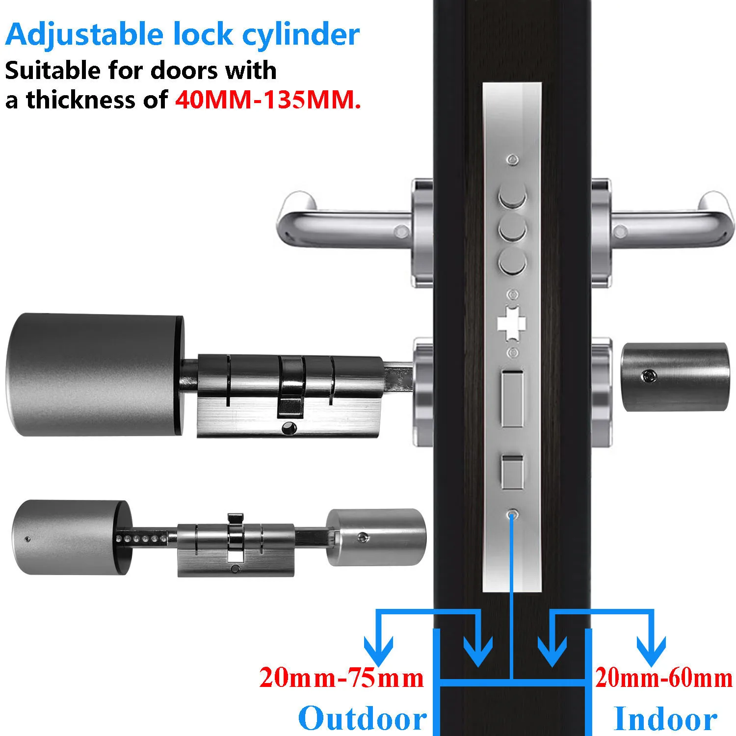 Variable size Fingerprint lock door Smart Outdoor Electronic Cylinder |