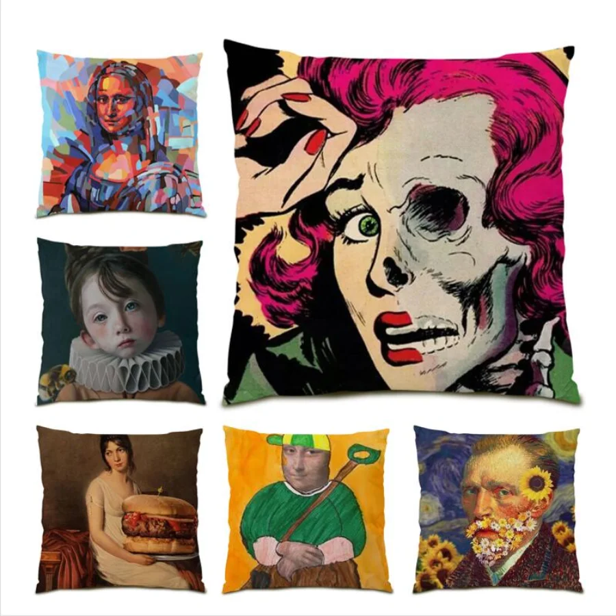 

Living Room Decoration Polyester Linen Cushion Cover 45x45 Colorful Throw Pillow Covers Avatar Character Bed Abstract Sofa E0492